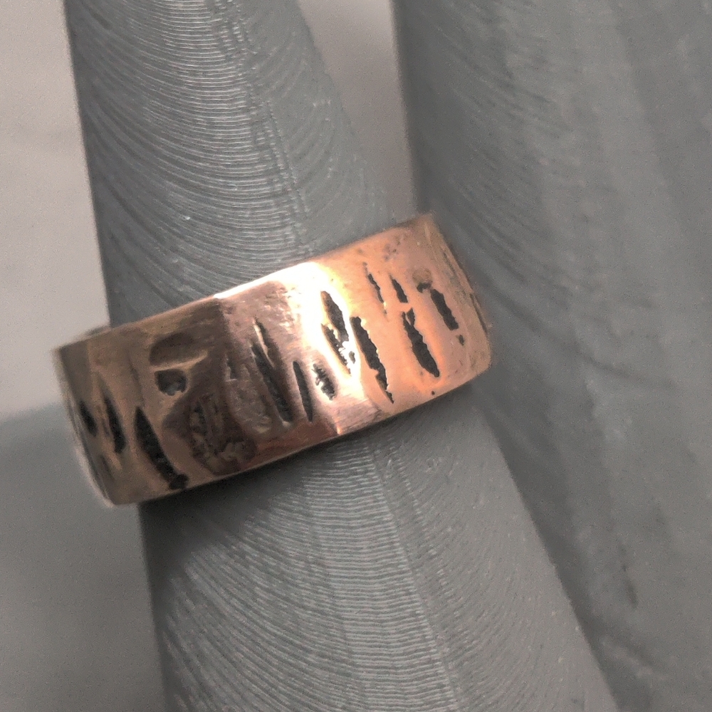 Copper Ring Size 6.5 Band Minimal Texture Hammered Solid Handcrafted Patina USA